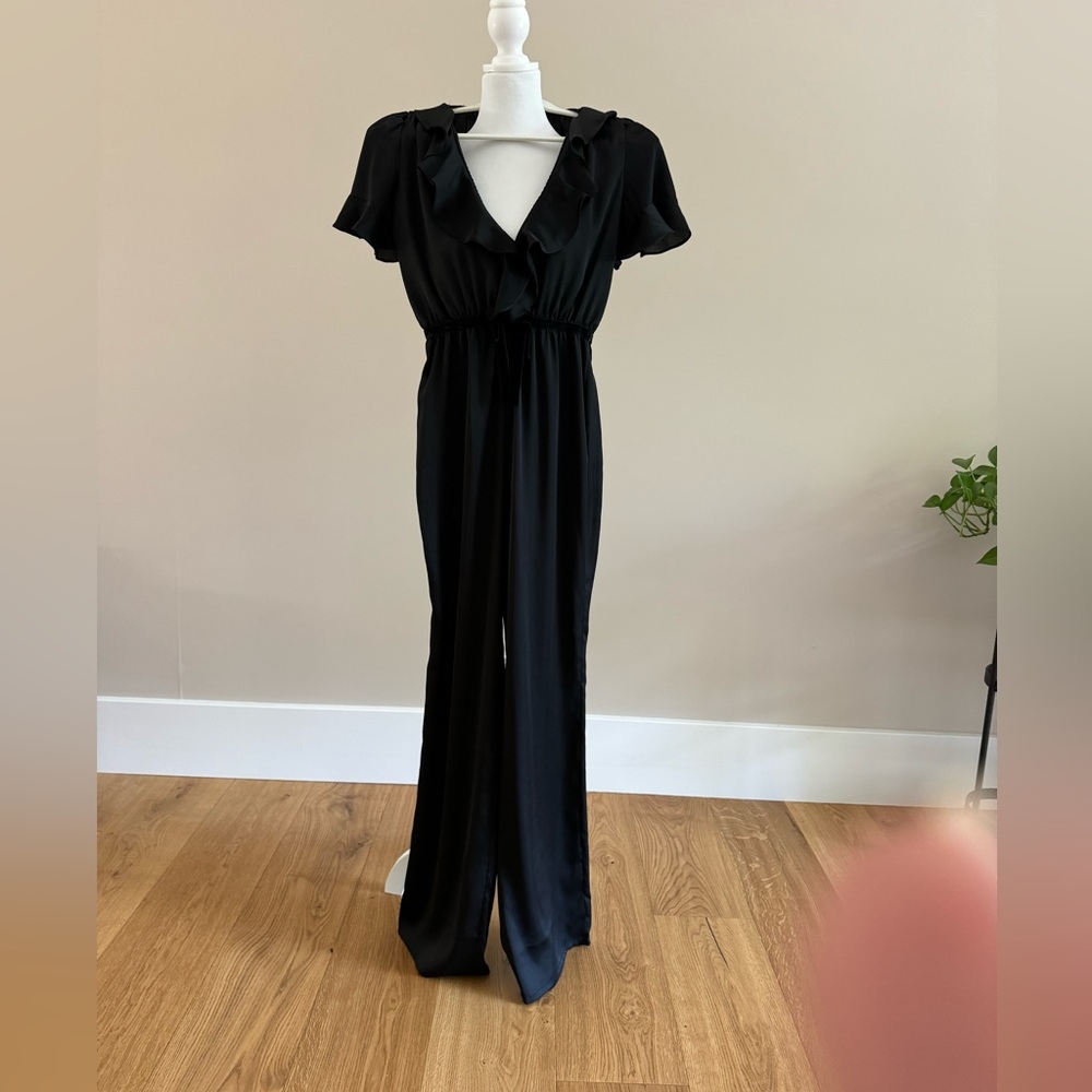 For Love and Lemons Black Silk Jumpsuit